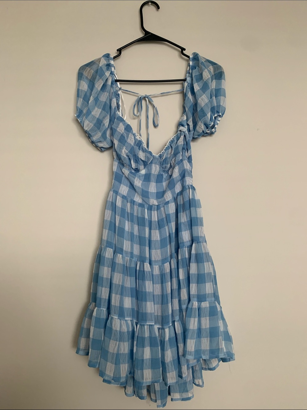 Princess Polly Blue Gingham Tie-Back Mini Dress